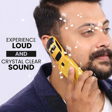 Car Flip Phone with Dual Screen & Dual SIM + Free Wireless Bluetooth Earpods with Charging Case & Inbuilt Powerbank (CSM10)